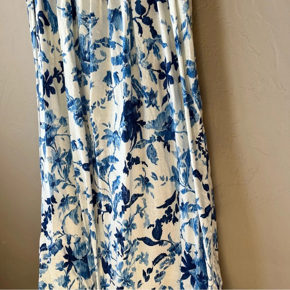 H&M linen blend midi dress sundress floral square neck spaghetti strap classic - Picture 11 of 15